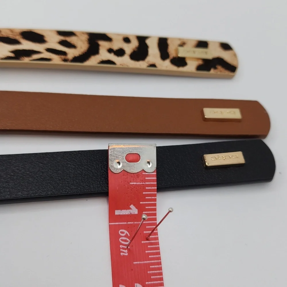 bebe WOMEN'SBELT, THIS ITEM COMES WITH 3 BELTS, BLACK, BROW & LEPPARD, LARGE (L)